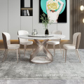 Rose Gold Brushed Stainless Steel Marble Dining Table